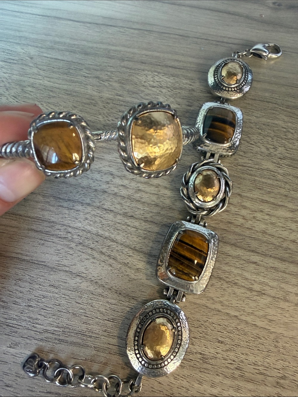 Brighton Silver Bracelet with Golden Citrine and Tiger Eye Stones